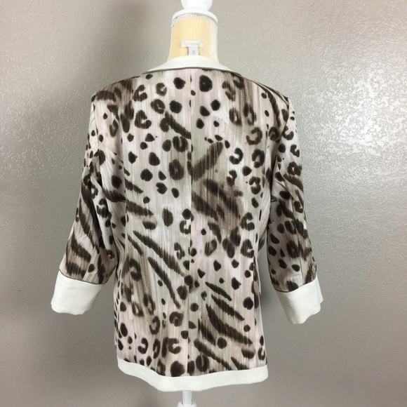 Chicos Reversible Linen Khaki Cheetah Jacket - Picture 7 of 8